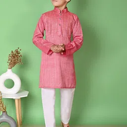 BAESD Boys Mandarin Collar Sequinned Straight Kurta With Pyjamas-image-62