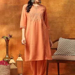 Nayam By Lakshita Women Ethnic Motifs Embroidered Tiered Thread Work Kurta with Trousers-picture-2