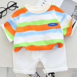 Googo Gaaga Boys Striped T-shirt with Shorts-image-11