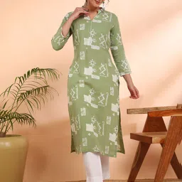 PinkTribe Women V Neck Printed Straight Kurta-picture-29