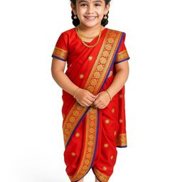 BAESD Girls Ethnic Motifs Woven Design Zari Nauvaree Saree-picture-37