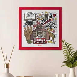 Indigifts Red & White 1 Pieces MDF Wall Photo Frames-4