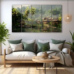 The Castle Decor Green & Brown 5 Pieces Nature Wooden Wall Arts-image-51