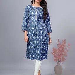 SIMPLYETHNIC Ethnic Motifs Printed Round Neck Straight Kurta-39