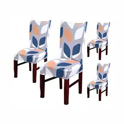 FAVRIA 4-Pcs Blue & White Printed Stretchable Dining Chair Covers-image-93