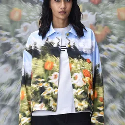 GENES - Lecoanet Hemant Women Cotton Longline Tailored Jacket with Patchwork-19
