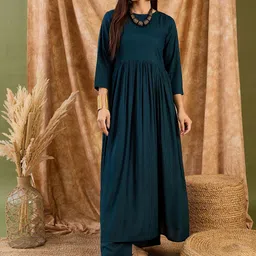 InWeave Women Solid Anarkali Kurta with Palazzo-image-43