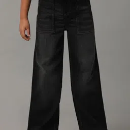 UNDER FOURTEEN ONLY Girls Wide Leg Mid-Rise Light Fade Jeans-image-77