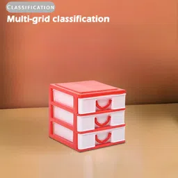 Kuber Industries White & Red Reusable 3-Tier Drawer Organiser image 3