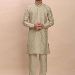 Pro-Ethic STYLE DEVELOPER Men Woven Design Silk Kurta with Pyjamas-picture-15