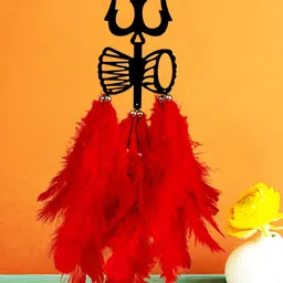 COLOR SPLASH Red & Black Trishul Feathers Car Dream Catcher-image-71