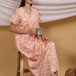 Sweet Dreams Floral Printed Pure Cotton Maxi Nightdress-image-27