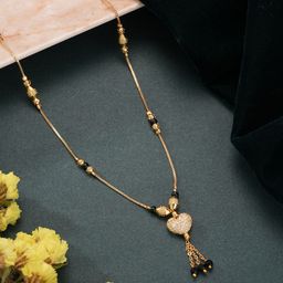 Aadvik Designs Gold-Plated Artificial Stones Studded & Beaded Mangalsutra-image-41