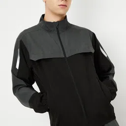 max Men Colourblocked Polyester Crop Sporty Jacket-9