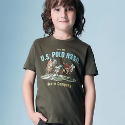 U.S. Polo Assn. Kids Boys Brand Logo Printed Round Neck Pure Cotton T-shirt-picture-30