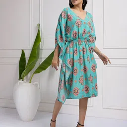 House of Kaftan Sorbet Dreams Women Printed V-Neck Kimono Sleeve Kaftan Dress-picture-21