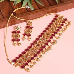 Jazz and Sizzle Gold-Plated Mirror-Studded & Beaded Jewellery Set-image-88