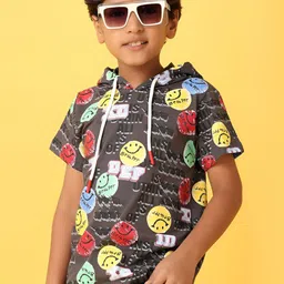 V-Mart Boys Abstract Printed Hooded Cotton T-Shirt-image-39