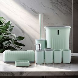 The Better Home Green 8 Plastic Bath Accessories Set-image-30