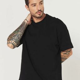 SMAN Men Solid Round Neck Cotton Oversized T-shirt-image-51