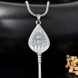 PASU FASHION Unisex Stainless Steel Silver-Plated Contemporary Pendant With Chain-45