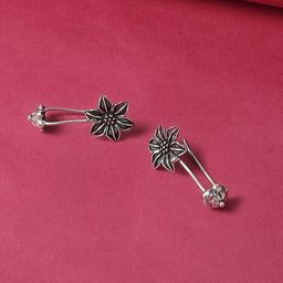 Sangria Oxidised Floral Shape Ear Cuff-53