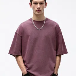 MISCHIEF MONKEY Men Solid Round Neck Cotton Oversized T-shirt-image-33