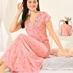 UDHATIKRAMAN Embroidered Maxi Nightdress-image-63
