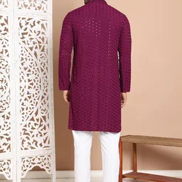 Anouk Men Embroidered Regular Sequinned Kurta with Pyjamas image 5