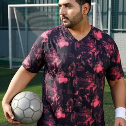 Instafab Plus Abstract Printed V-Neck Short Sleeves Regular Fit T-Shirt-image-62