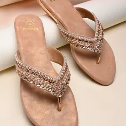 Rocia Women Ethnic Open Toe Embellished Flats-27