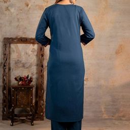 JAIPURI COLLECTION Yoke Design Thread Work Pure Cotton Kurta With Trousers & Dupatta-picture-32