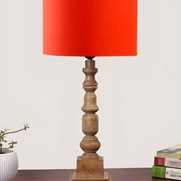 Devansh Orange Drum Shaped Wooden Table Lamp-18