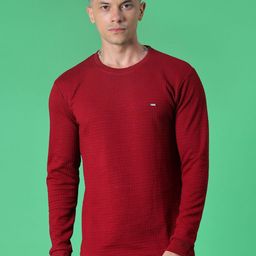 V-Mart Men Self Design Polyester Jacquard Round Neck Pullover Sweatshirt-picture-0
