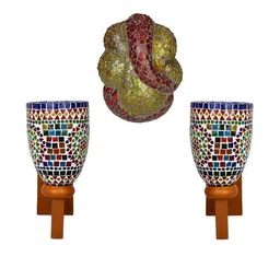 Somil Indore Mosaic Decorative Lamp Combo of Matching Wall Lamp & Blessing God Ganesh Wall Lamp, Multi Compatible with LED, Size: 14 X 14 X 28 Cm, Pack of 3.-image-25