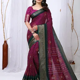 KALINI Bandhani Printed Woven Design Pure Cotton Saree-picture-49