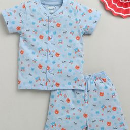 BUMZEE Boys Printed V-Neck Pure Cotton Jabla With Shorts-36