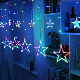 Kuber Industries White Star Shaped String Lights-33