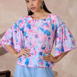 all about you Women Printed Flared Sleeves Georgette Top-image-34