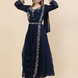 TS LIFESTYLE Floral Embroidered A-Line Maxi Dress-image-29