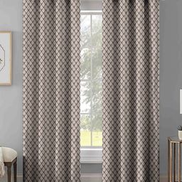 Aura Coffee Brown Set of 2 Floral Room Darkening Door Curtain-image-94