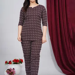 AYUSH TEXTILES Women Printed Pure Cotton Top Pyjamas Night suit-image-92