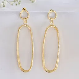 SUNBURST Gold-Plated Oval Shaped Drop Earrings-9