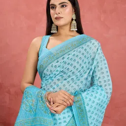 Jevi Prints Ethnic Motifs Printed Pure Cotton Block Print Saree image 3