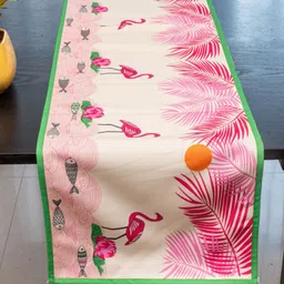 Indisca Designs Crea and Pink Printed Thick Canvas Cloth Table Runners-21
