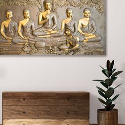 nestroots Beige & Gold-Toned 1 Piece Canvas Other Wall Paintings-picture-0