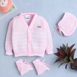 BUMZEE Girls Striped Front-Open Sweater With Cap & Socks-image-72