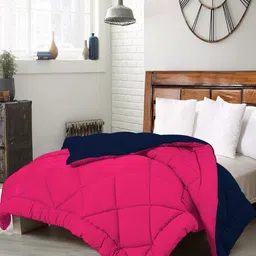 CHICERY Pink & Blue Cotton AC Room 200 GSM Double Bed Comforter-image-57