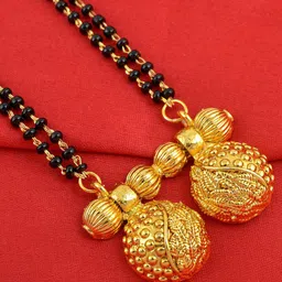 MEMOIR Gold-Plated Artificial Beads Stylish 2 Wati Double Wati Mangalsutra-image-91