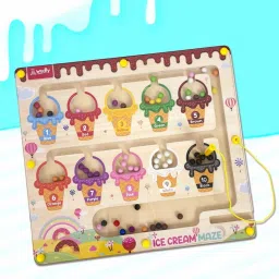 4 in 1 Montessori Magnetic Color and Number Maze Board Puzzle Toy Icecream Maze-34